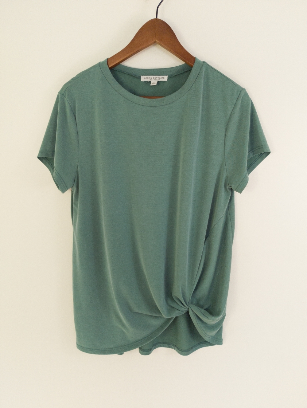 Green Envelope Twist Hem Tee Sage Green Size Small
